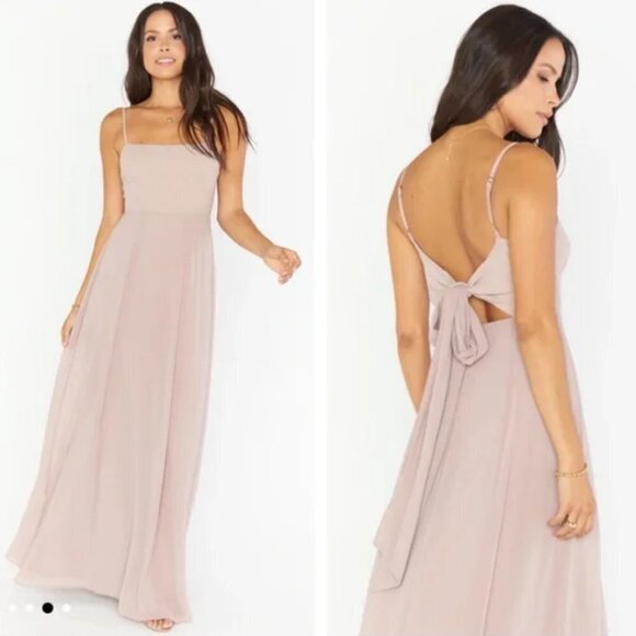 Show Me Your MuMu Weddings Lauren Pale Pink Tie Back Bridesmaid Maxi Dress M - Picture 14 of 16